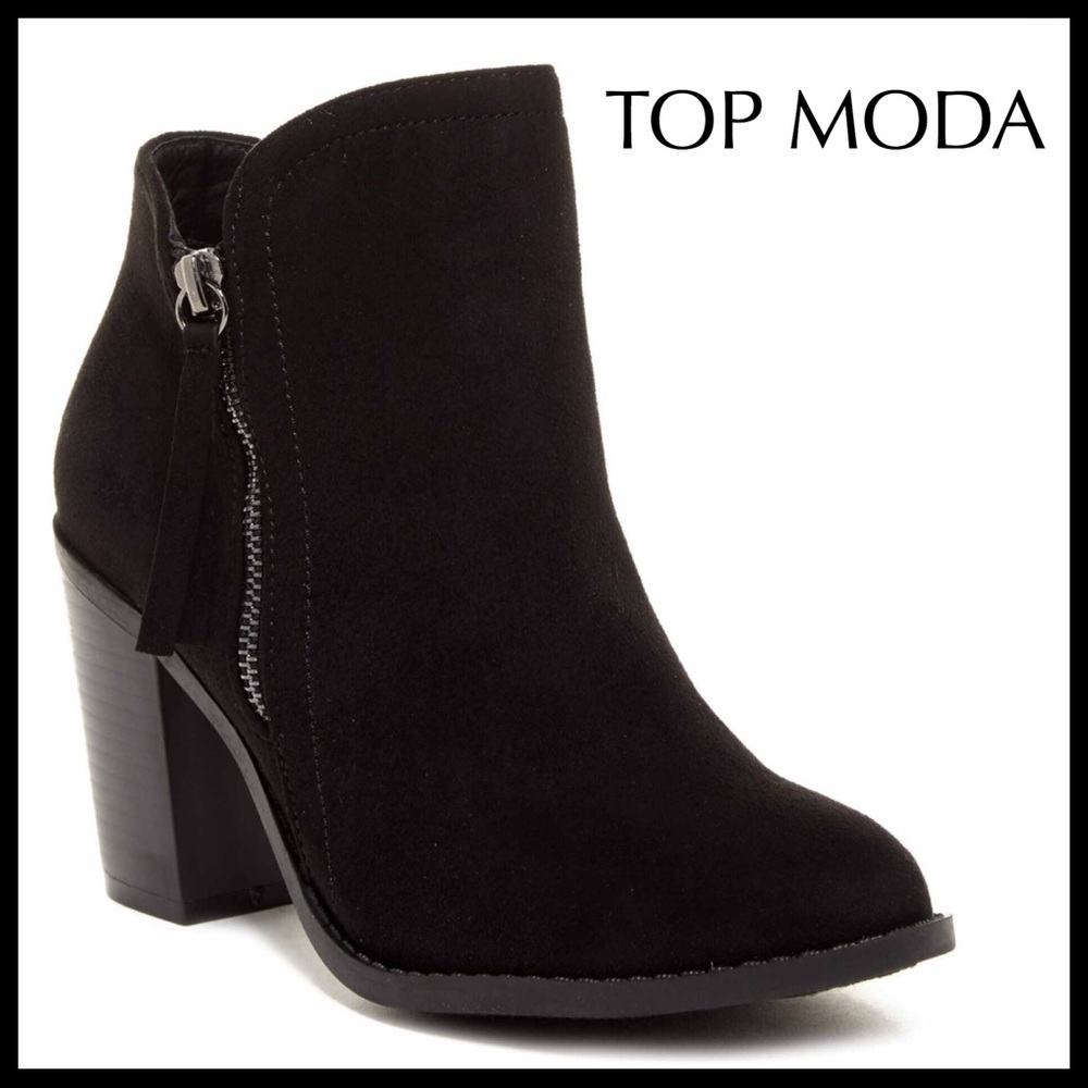 BLACK ANKLE BOOTIES VEGAN SUEDE MOTO BOOTS A3C - Picture 1 of 8